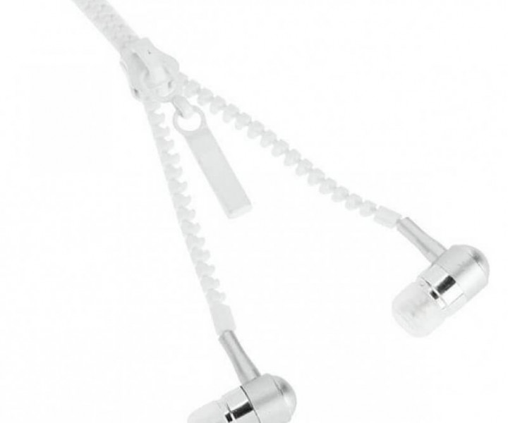 Наушники Zipper White, Mini jack (3.5 мм), вакуумные, микрофон на проводе, кабель 1.15 м